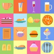 Flat food icons Set