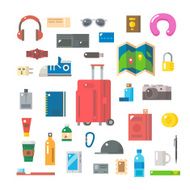 Flat design of travel items set