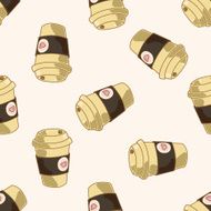 takeaway coffee cartoon seamless pattern background N3