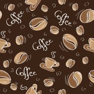 Seamless background with coffee beans and cups N2
