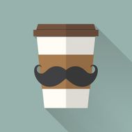 coffee cup icon with mustache flat