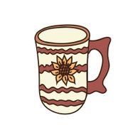 Handmade Coffee Mug With Brown Stripes and Sunflower Decoration N2