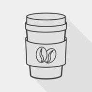 takeaway coffee flat icon with long shadow line
