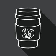 takeaway coffee flat icon with long shadow line N2