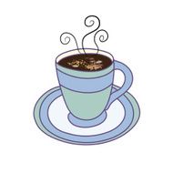 Colored Coffee Mug with Hot Beverage and Swirling Steam Curls
