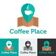 Vector flat coffee shop or cafe logo set