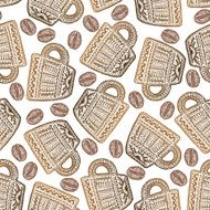 Coffee Theme Ethnic Seamless Pattern N7