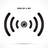 Hot coffee cup and wifi sign Technology business background N2