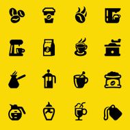 Coffee Yellow Silhouette icons
