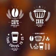 Cafe and cake emblems icons