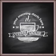 Coffee house logo on the chalkboard