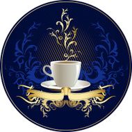Cup of coffee with floral design elements N2
