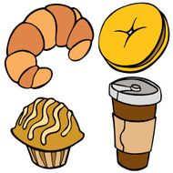Coffee Shop Food Items Color