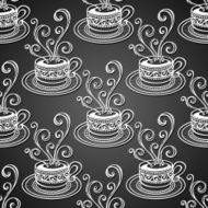 Seamless Pattern with Cups of Coffee (Vector)