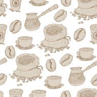 Hand drawn seamless coffee pattern