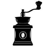 Coffee grinder in black and white simple style
