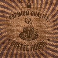 vector label for coffee on sacking
