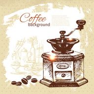 Hand drawn vintage coffee background N12