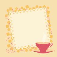 frame with teacup and cookies