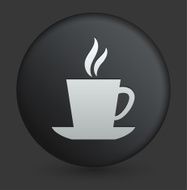 Coffee Icon on Round Black Button Collection
