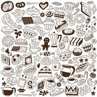 Coffe and sweets - doodles collection