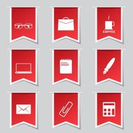 Office Work Label Vector Red Icon Design Set