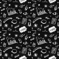 Doodle hand drawn info graphic elements seamless vector pattern N2