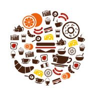 breakfast icons in circle