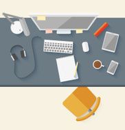 Concept of modern business workspace in flat design