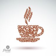 Flower-patterned cup of coffee with aromatic steam Rendezvous N3