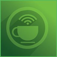 Green cup of coffee and WiFi 2