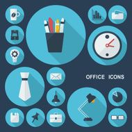 Flat concept set modern design with shadow office icons N3