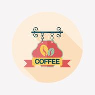 Coffee shop signs flat icon with long shadow eps10 N48