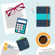 Office desktop with item icons N2