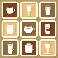 Set of 9 icons different coffee cups N2