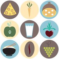 Colorful Food icons Fruit and vegetable App Set