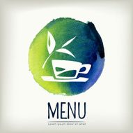 Watercolor style menu design with tea element N3