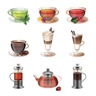 Set of icons coffee tea and sweets