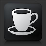 Black Square Button with Coffee Cup Icon N13