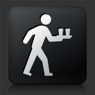 Black Square Button with Bringing Coffee Icon