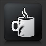 Black Square Button with Coffee Cup Icon N14