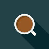 Flat Design Coffee Cup Icon With Long Shadow N2