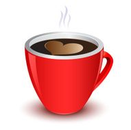 Coffee in a red cup isolated on white