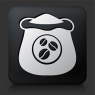 Black Square Button with Coffee Bag Icon