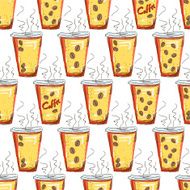 Sketchy Doodled Coffee Cup Seamless Pattern