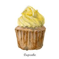watercolor cupcake hand painted illustration
