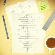 Illustrators Desktop Template Messy Table With Doodle Dividers Swirls