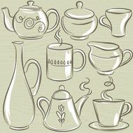 set of different tableware vector