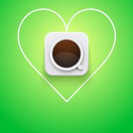 Background cup of coffee and heart