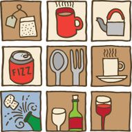 Wine drink and food icons